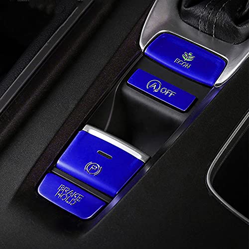 Boltry Car Aluminum Alloy Gear Shift Panel Button Cap Electronic Handbrake Parking P Gear Brake Hold Frame Cover Decal Trim Accessories 4Pcs for Honda Accord 2018-2020 Gasoline Version (Blue)