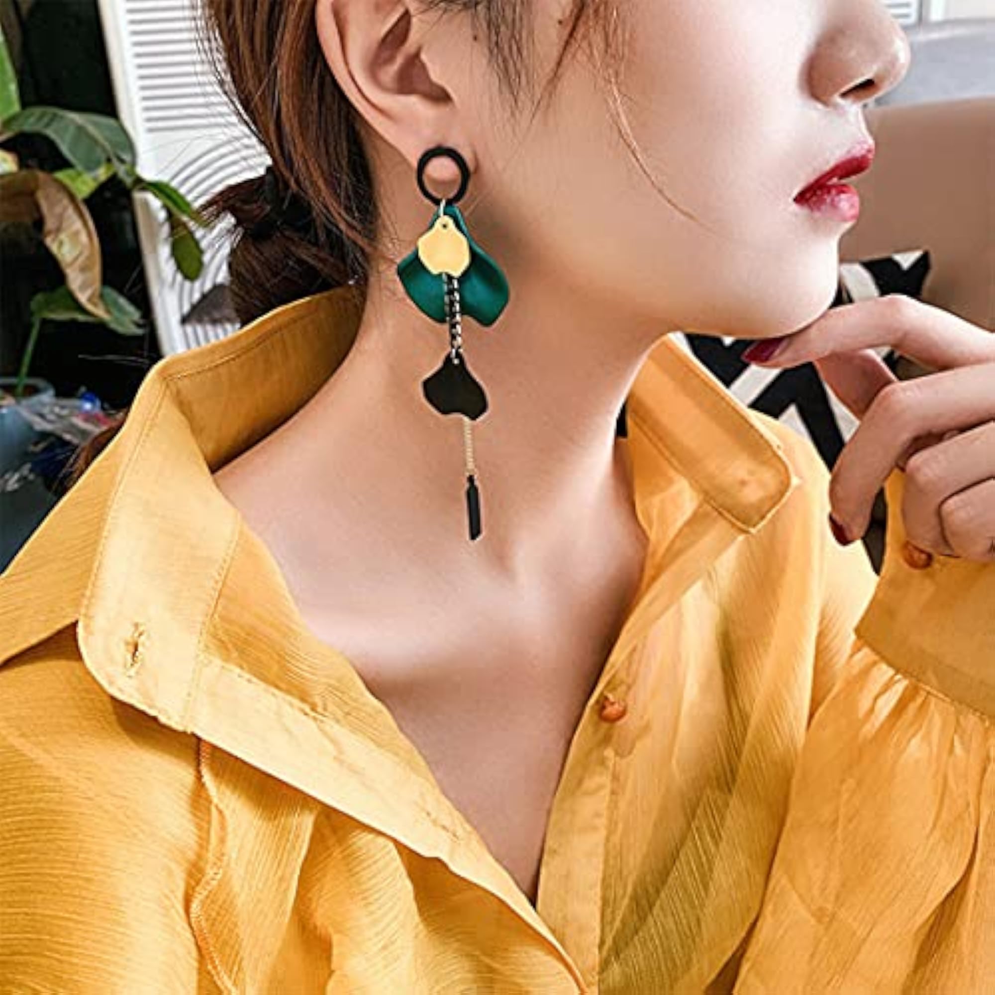 Women's Elegant Flower Petal Design Drop Earrings, Chic Style