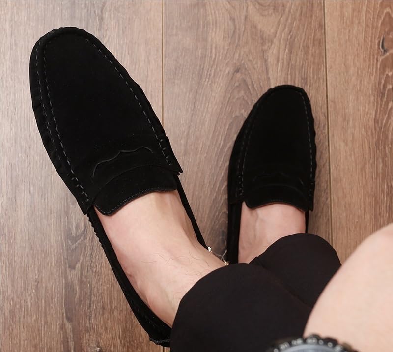 Mocasines de ante con punta redonda para hombre: calzado plano, ligero y de moda 6