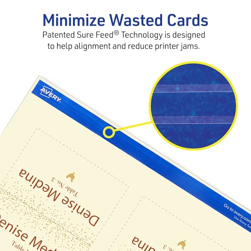 Cartes de tente imprimables anti-bourrage Avery pour imprimer vos marque-places
