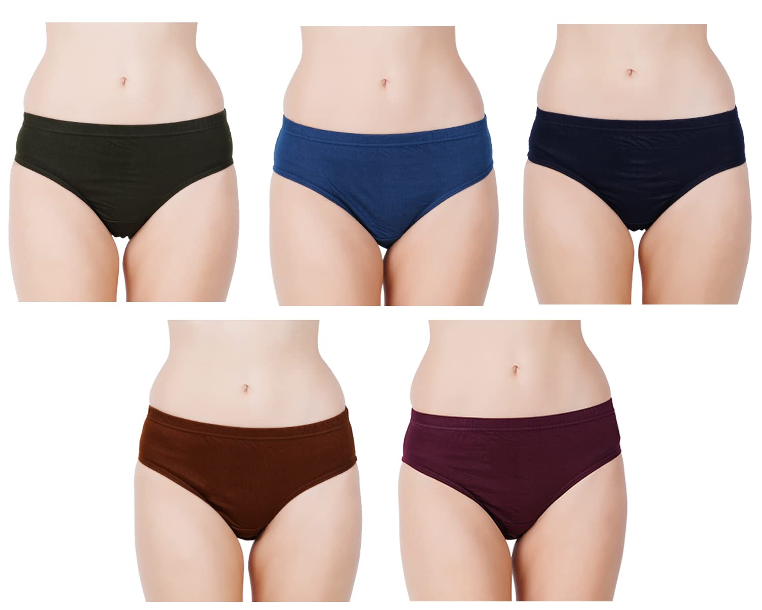 Women s Panty 100% Cotton |Multicolour Soft Innerwear Hipster Panties Brief Combo Set(Pack of 5)-image-4