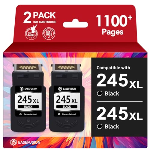 Image of EaseFusion 245XL Ink Cartridges Replacement for Canon 245XL Black Ink PG-245XL PG245XL PG-245, Work with PIXMA MG2522 MX490 TR4520 TS202 TR4522 TS3122 TR4500 TS3300 Printer (2Pack)