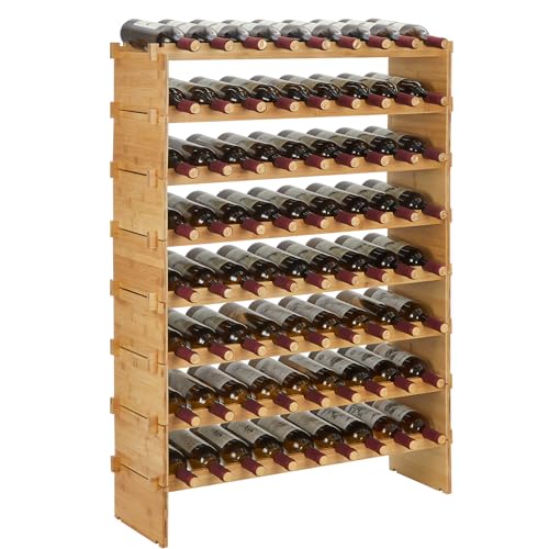 GarveeHome 72 Bottle Stackable Wine Rack, 8-Tier Solid Wood Storage, Freestanding Floor & Countertop, Perfect for Kitchen, Bar & Cabinet, Wobble-Free Design