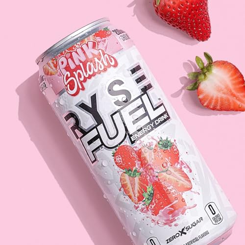 Image of RYSE Fuel Energy Drink - Pink Splash - Sugar Free, Gluten Free & Vegan - 200mg Natural Caffeine, Taurine & Choline for Focus & Energy - No Artificial Colors - 16 fl oz Cans (12-Pack)