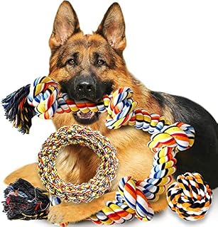 TINGERIA® indestructible Dog Toys for large Dogs XXXL, 3-in-1 Super Pack dog chew toys (ball + giant rope + ring) for boredom, chunky durable Dog Rope Toys for aggressive chewers