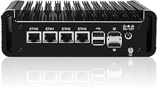Kikusenko Firewall Micro Appliance, Inter N100 Quad Core Firewall Mini PC Router, 4 Inter i226V 2.5Gbe LAN Ports DDR5 RAM AES-NI VPN, 32GB RAM 512GB SSD
