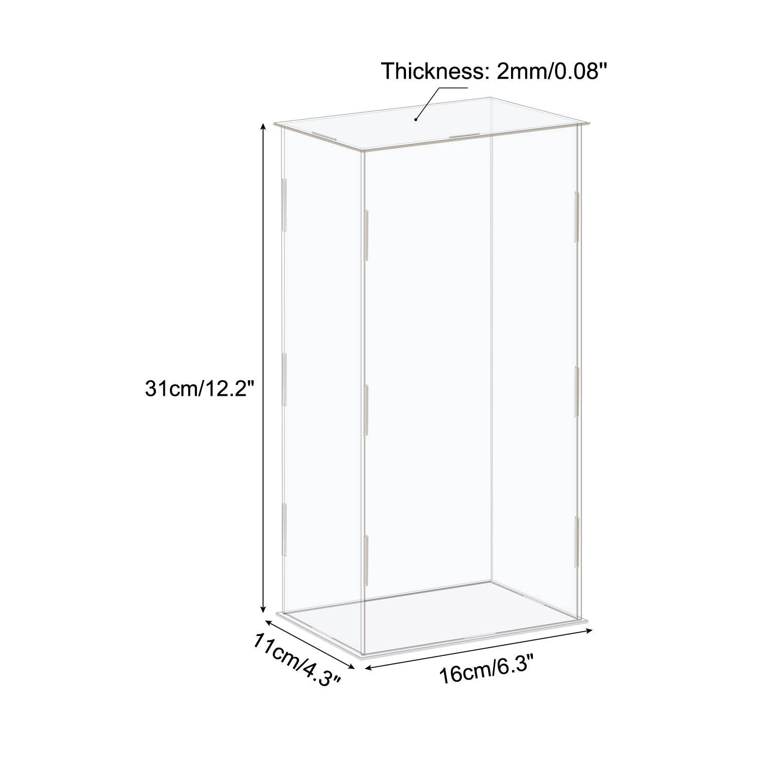 MECCANIXITY Acrylic Display Case Box Clear Dustproof Protection Showcase 6.3x4.3x12.2 Inch for Collectibles Display