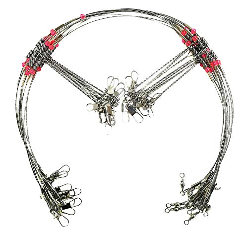 Image of Drchoer 10pcs Fishing Wire Leader Trace 70LB Stainless Steel Wire Fishing Leaders with Swivels Snaps Beads,Arms 1 /2 /3 /4pcs,Arm Length 2.76 /4.72in Available
