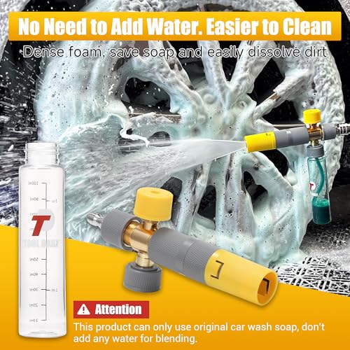 Image of Tool Daily Foam Cannon Dual Connector, Mini Foam Cannon for Pressure Washer, 5 Power Washer Spray Nozzle Tips, 1 /4 Inch Quick Connect