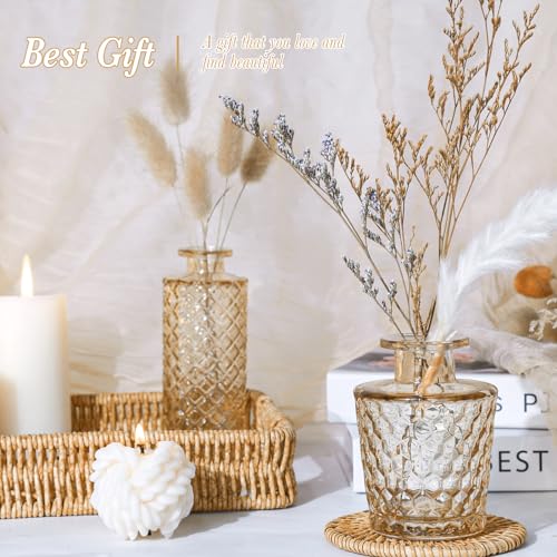 Glass Bud Vases Set of 12, Mini Flower Vases for Centerpieces, Small Clear Vases in Bulk for Wedding Decorations, Vintage Vases for Table, Recepetion, Home Décor (Amber) - Image 6