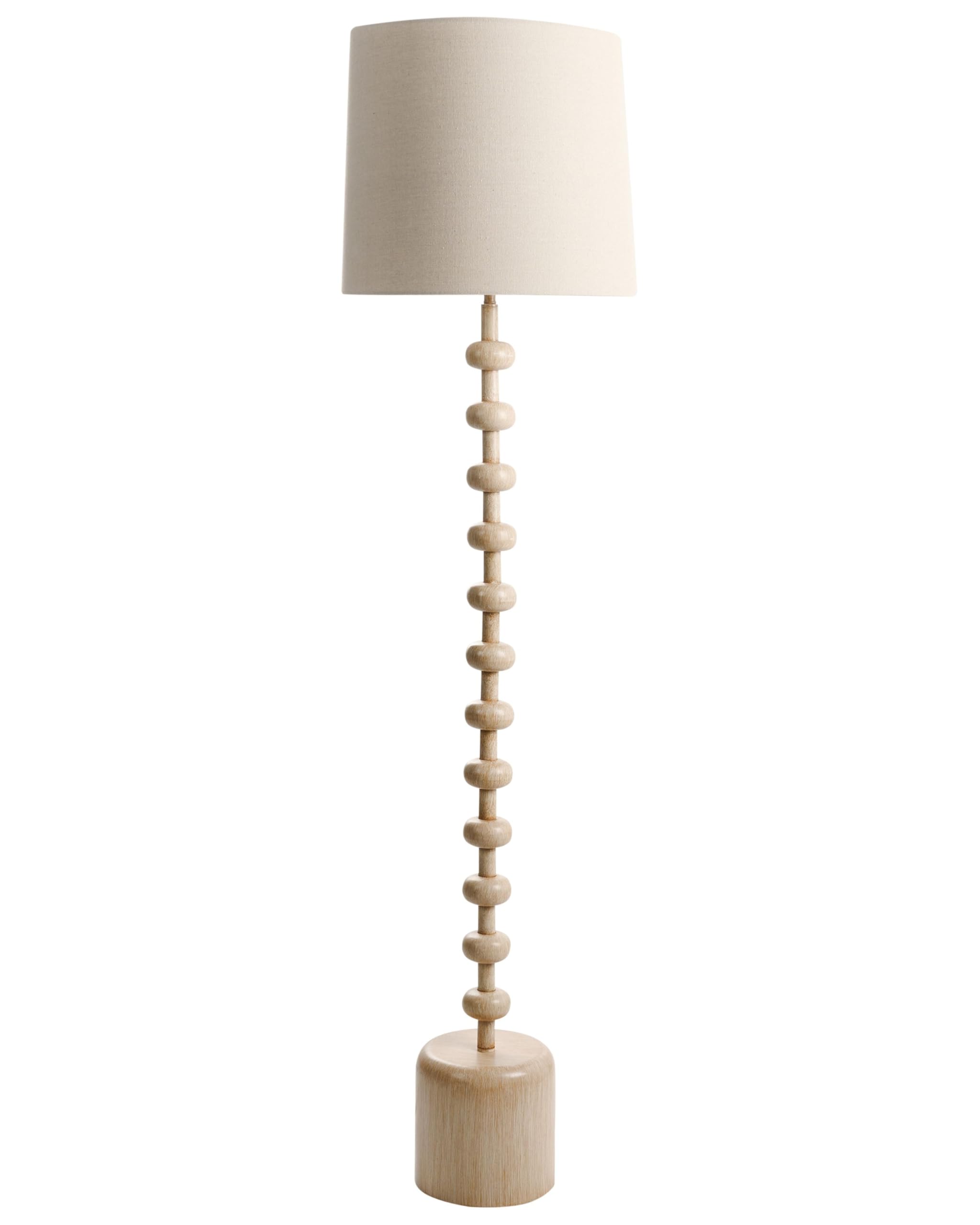 Beliani Lampadaire Classique en Métal avec Abat-Jour en Tissu Perlé Marron Clair Krios