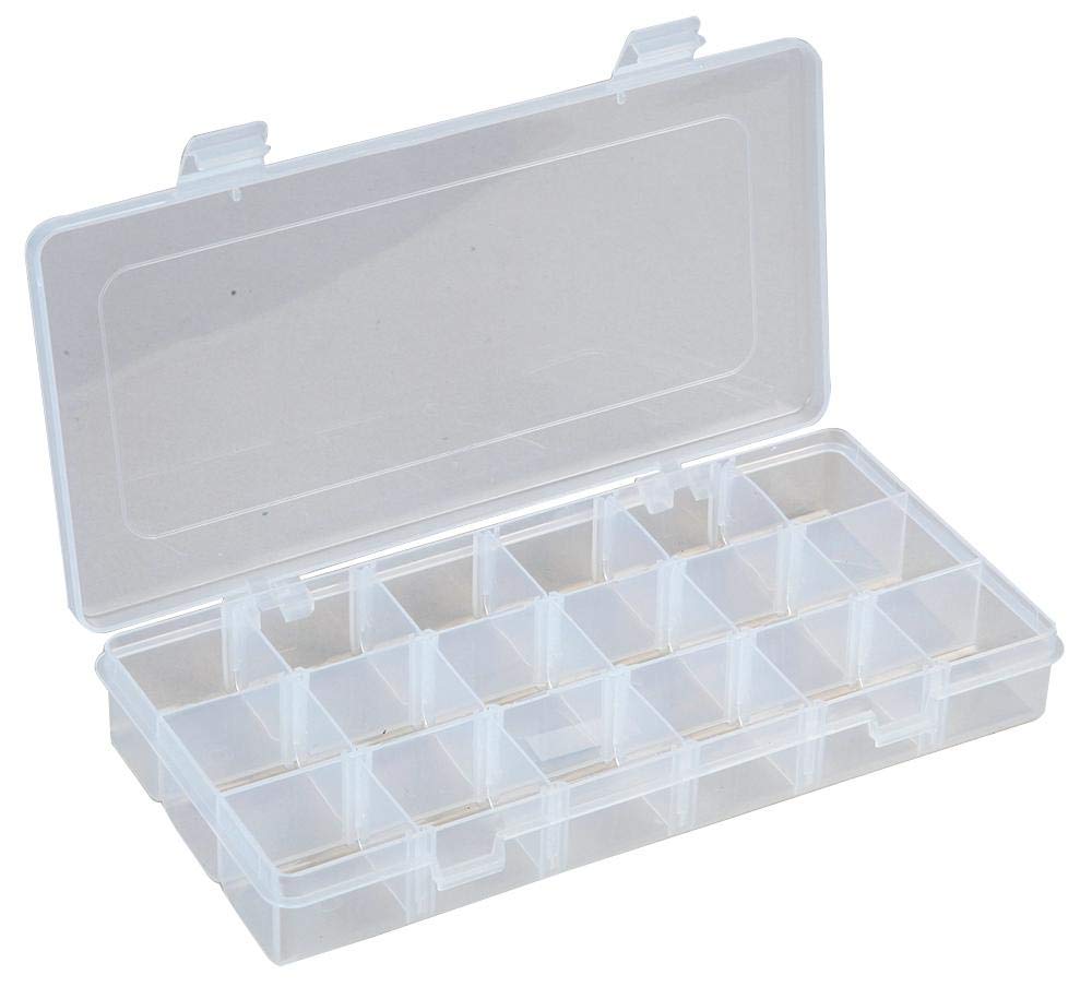 Duratool D00413 6-18 Compartment Transparent Organiser Box With Removable Sections - 35Mm X 125Mm X 230Mm