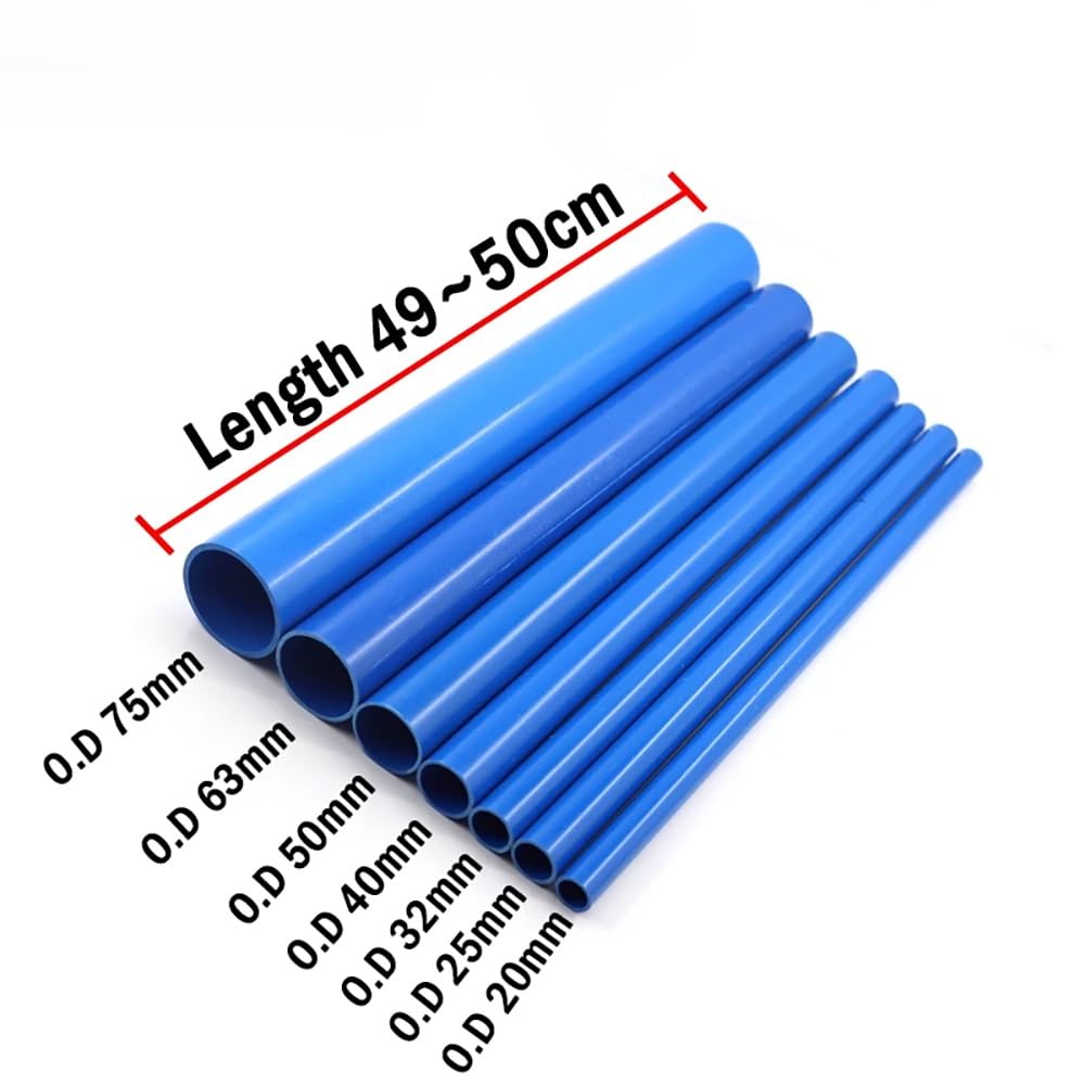 Zestaw 2 niebieskich rur PCV – długość 50 cm, średnica zewnętrzna 20–75 mm do systemów nawadniających, hydroponiki i akwariów(50x2.4mm)