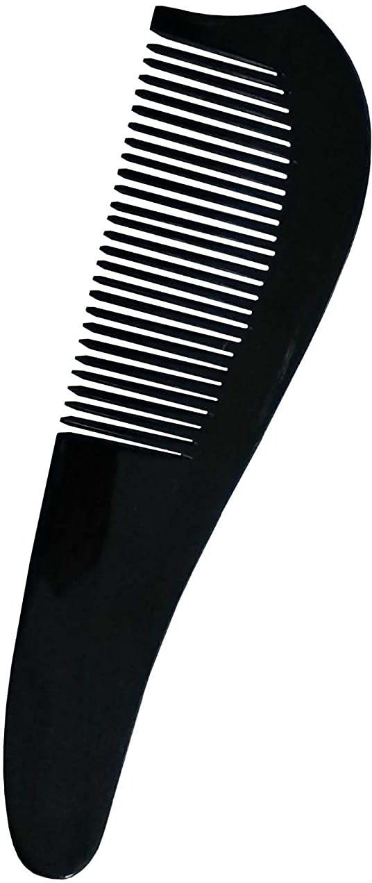 Ginni Innovations Handmade Natural Fine Tooth Buffalo Horn Comb original for men and women - black horn comb (Size-7")