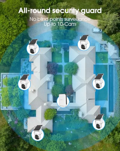 Image of ARCCTV 360 PTZ Wireless Solar Security Cameras System 6-Cam-kit with NVR | 4MP Color Night Vision, 2-in-1 NVR Base Station, No Monthly Fee, Motion Detection, 2.4G /5G Dual Band WiFi, 2-Way Audio, IP66