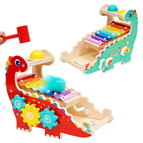 Arkyomi Xylophon und Hammerspiel Spielzeug ab 1 Jahr Multifunktional Musikspielzeug Holzspielzeug f&uuml;r Kleinkinder Montessori Spielzeug ab 1 Jahr