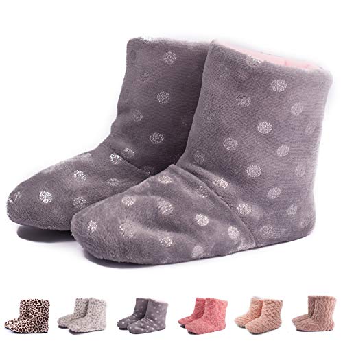 Modelo Montreal Zapatillas casa Mujer Botas Forrado Bootie Ligeras Calientes, Zapatillas Altas Peluche Felpa Fleece Lana Polar Forro, anda sin Ruido