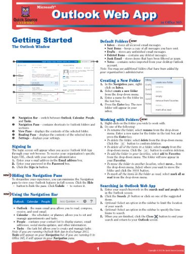 Outlook Web App for Office 365 Quick Source Reference Guide: Quick ...