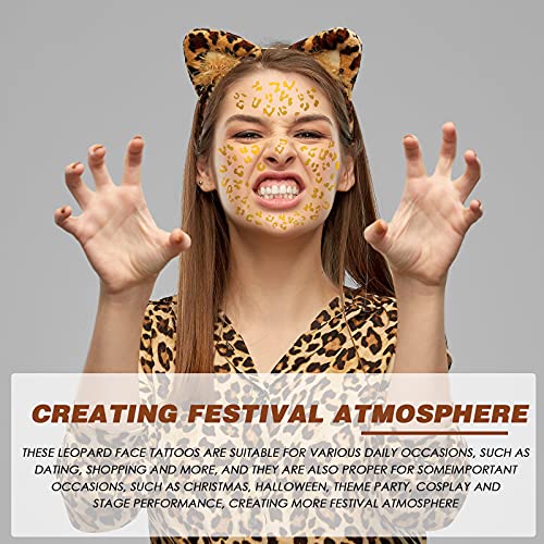 12 Sheet Halloween Cheetah Temporary Tattoo Temporary Leopard Print Temporary Tattoo Gold Leopard Face Decals Gold Temporary Tattoo Stickers Cheetah Accessories For Women Decor #TOP6