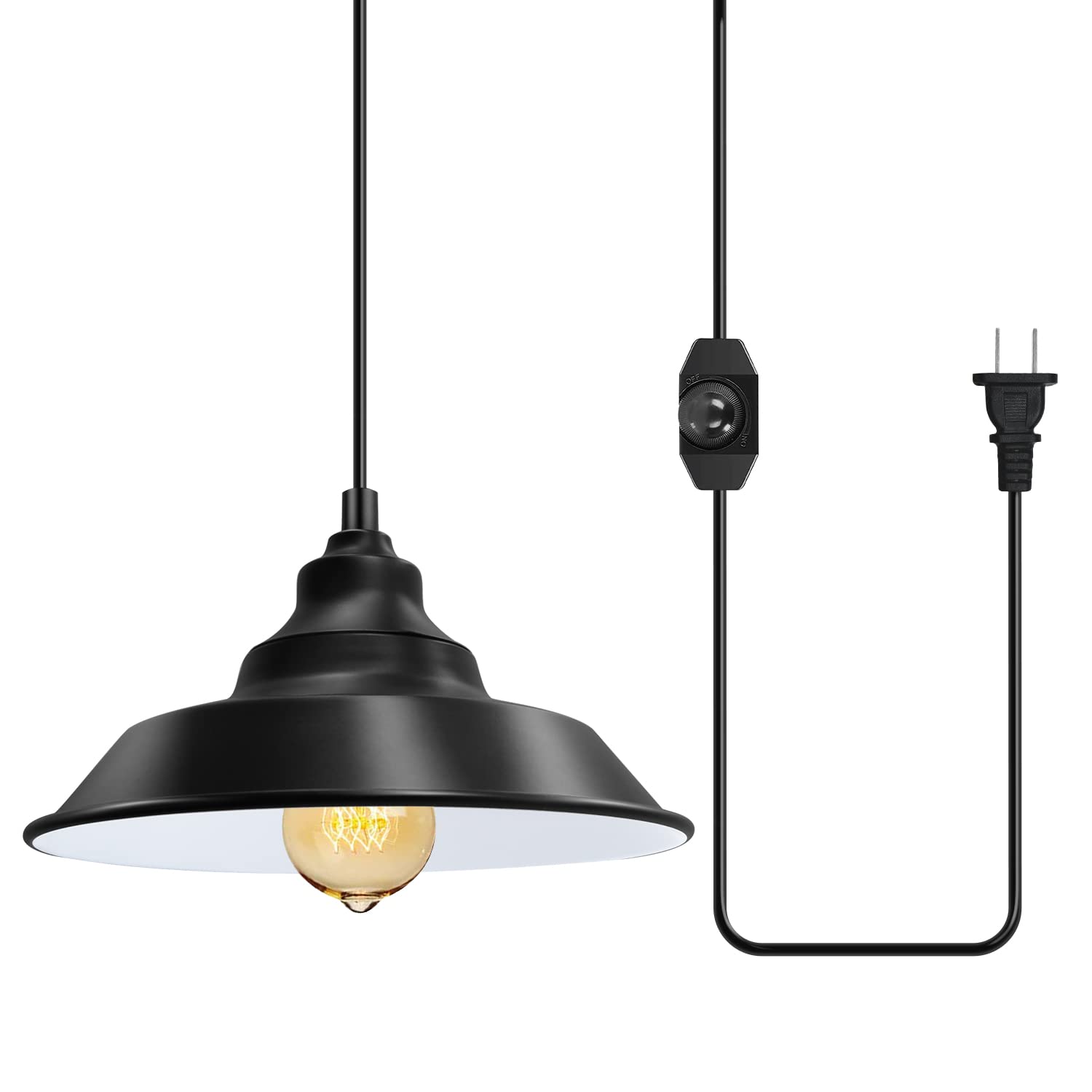 LOBOAIRICWUENG Industrial Hanging Lamp with Cord,Hanging Lights  with Plug in Cord,DIY Hanging Lamp Kit with Dimmer Switch,Vintage Hanging 