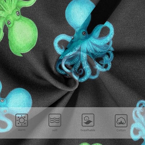 Vibrant Green Blue Octopuses Black Cute Panties Girl Toddler Girls Underwear Cotton Fun Briefs Underpants 2t3