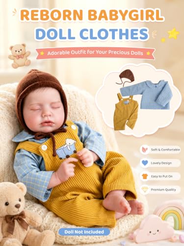 Image of EKOKIZ Reborn Baby Dolls Clothes Baby Boy Clothes Perfectly Cute Newborn Dolls Outfits 17-20 Inches Doll Accessories fit Reborn Doll Newborn Boy