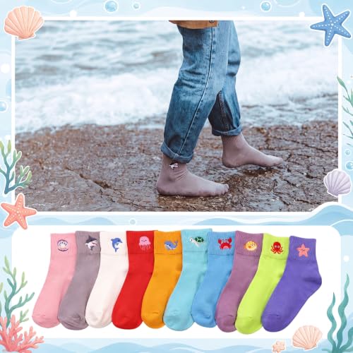 Image of Eurzom 10 Pairs Socks Womens Crew Elastic Ankle Length Cotton Socks Aesthetic Cute Lightweight Low Cut Gifts for Women