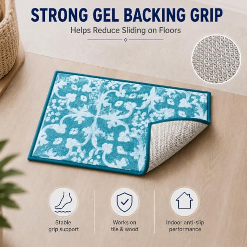 Image of Matz&More Anti Slip Multipurpose Floor Mat, 40x60cm, for Door, Entrance, Bathroom, Bedroom, Kitchen, Office, Tiles Turqoiuse