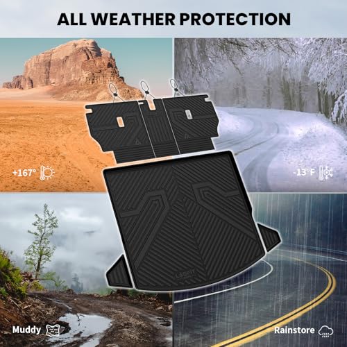 Image of LASFIT Cargo Trunk Mat with Backrest Mats for Mazda CX5 2017-2025 | 100% TPE All Weather Rear Cargo Liner Custom Fit Waterproof CX 5 Seat Back Mat Automotive Accessories, Black