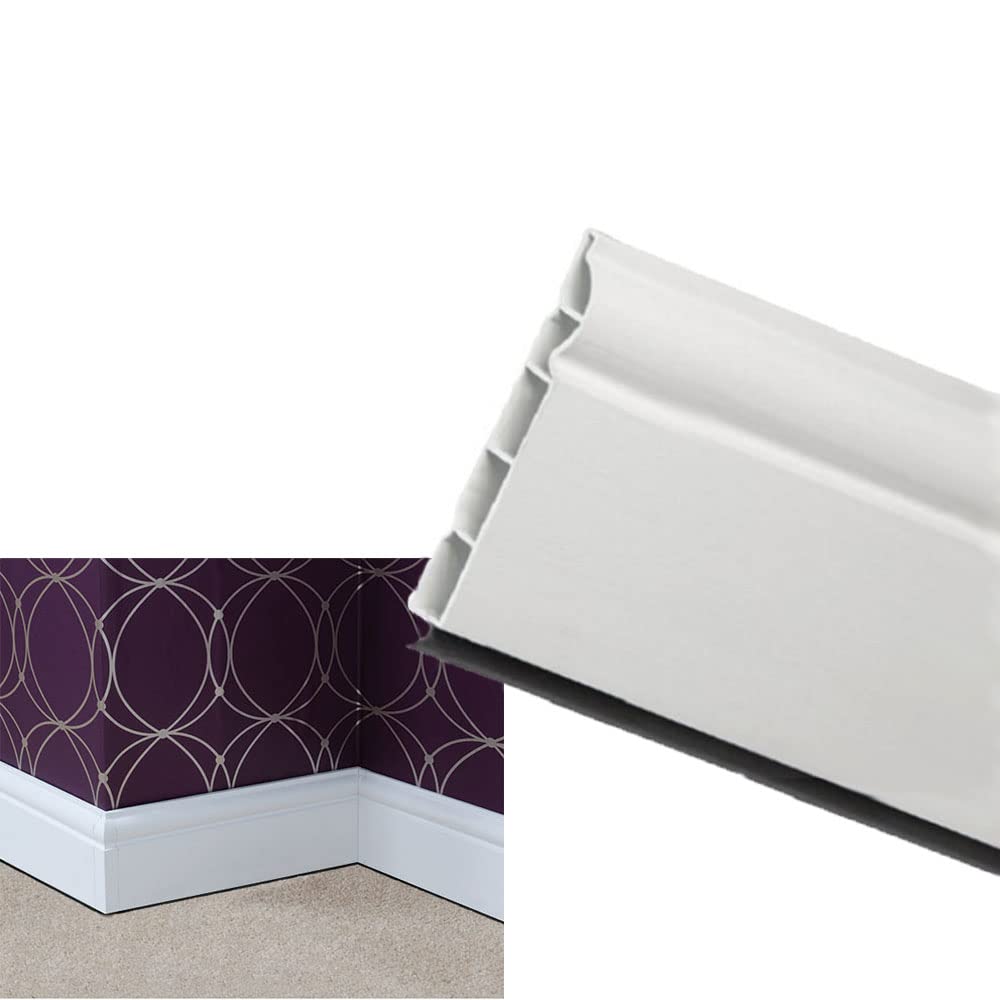 VP Roomline Skirting Board 100mm x 5m - Plastic Ogee Skirting Board - White Satin