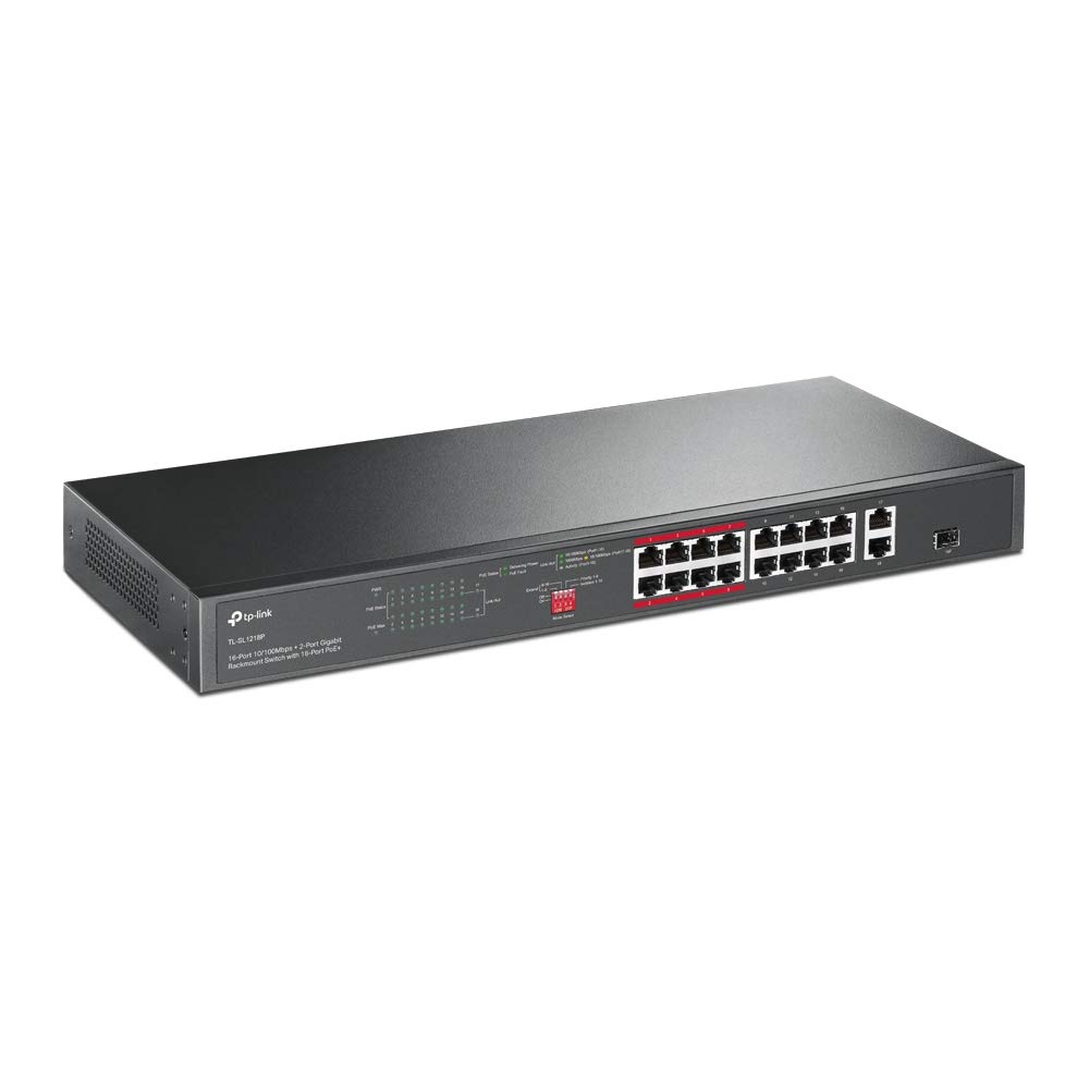 TP-LINK TL-SL1218P Switch Non administrable 16 Ports PoE+ 10/100 Mbps + 2 Ports Gigabit