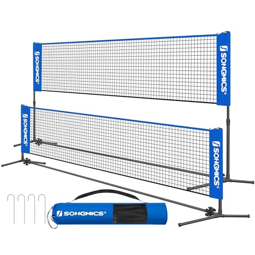 SONGMICS Filet de Badminton de 4 m, Filet de Volley-Ball, Hauteur réglable, Ensemble Portable pour...