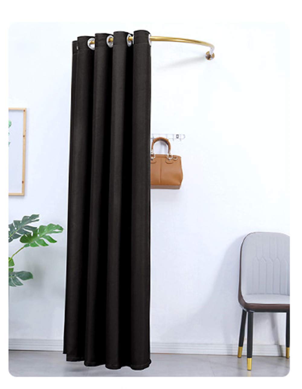 BEIFU FORM Fitting Room Curtain Stainless Steel Rod of Clothing Store Fitting Room Changing Room Curtain Track Curtain Ring Shelf XYSY-001(Black, 39“x39”)