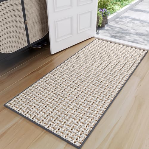 Image of Indoor Door Mat 24x72 Dirt Resistant and Absorbent, Non-Slip Rubber Backing Floor Mats, Easy Clean Low-Profile Doormat for Entryway, Front Door, Inside Entrance Gray