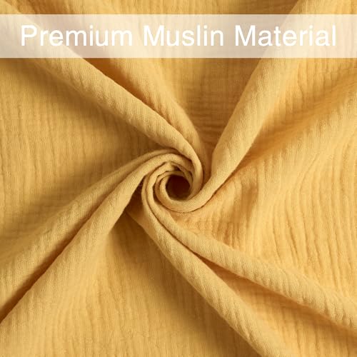 Image of Meracorallo Muslin Swaddle Blanket, 100% Cotton Receiving Blanket Soft and Breathable Swaddle Wrap for Baby Boys and Girls, Yellow