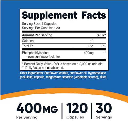 Nutricost Phosphatidylserine 400mg, 120 Capsules - Soy Free, 30 Servings, Vegetarian Friendly, Non-GMO, Gluten Free
