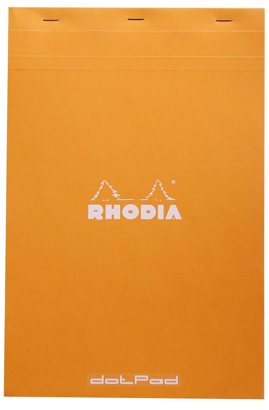 Rhodia 19558C - Notizblock / Schreibblock geheftet dotPad No.19 A4+ 21x31,8cm 80 Blätter Dot-Lineatur 80g, abtrennbar und mikroperforiert, mit Kartonrücken, , Orange, 1 Stück
