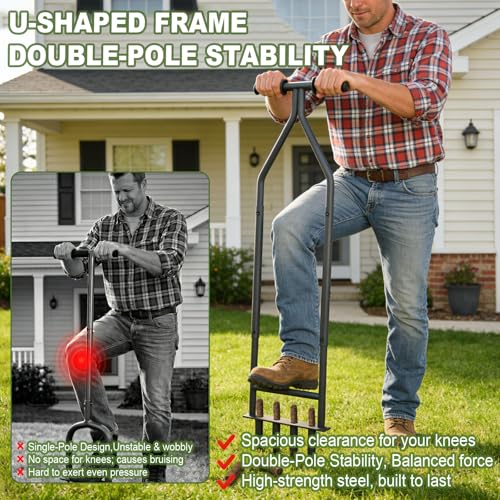 Manual Lawn Aerator Tool, Heavy Duty Detachable Iron Grass Aerator miniatura 3