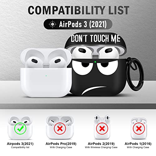 Image of for Airpods 3 Case 2021, Don't Touch Me for Airpods Cover with Keychain /Lanyard Soft Cute Shockproof Cover for Women Men Compatible with for Airpods 3 Charging Case -Black