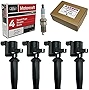 AD Auto Parts Set of 4 Ignition Coils + 4 OEM SP541A Double Platinum Spark Plugs For Ford Escape, Focus, Transit Connect, Mazda Tribute, Mercury Mariner