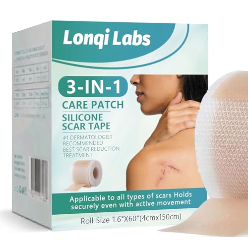 Lonqi 3-1 Care Patch Lonqi Labs Patch Silicone Scar Tape for All Skin Types Wrinkles ReusableC-Section Burn Surgical Scars (1PCS)