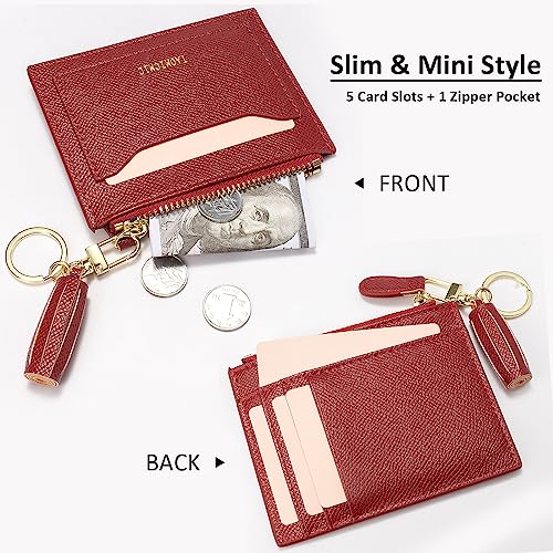 Image of Minimalist Small Leather Card Holder Pocket Wallet Womens Coin Purse Handbag (Z-Brown), Z-Brown, s
