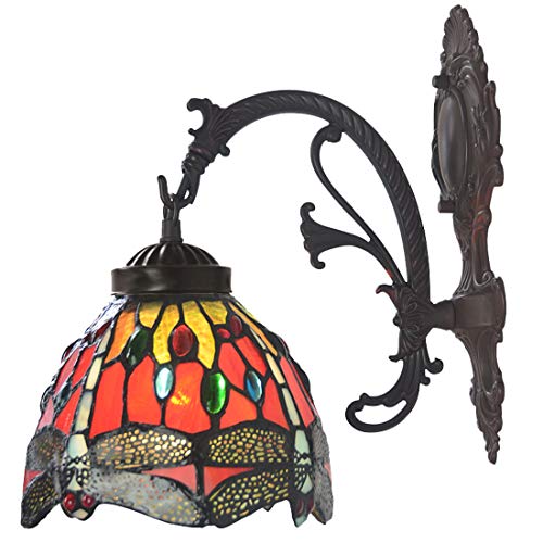  Lampada Tiffany Style parete, macchiato luce della parete di vetro d\'epoca, accanto lettura del riparo della parete per Corridoio Soggiorno Camera Bagno luce di notte, E27, 110-240V,D,1 light
