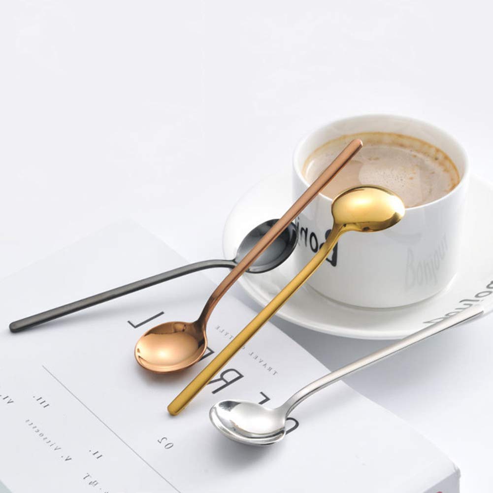Cucharas de café para postre de 13,5 cm, de acero inoxidable, con mango esmerilado para postre té, helado, azúcar, postre, torta de café, juego de 8