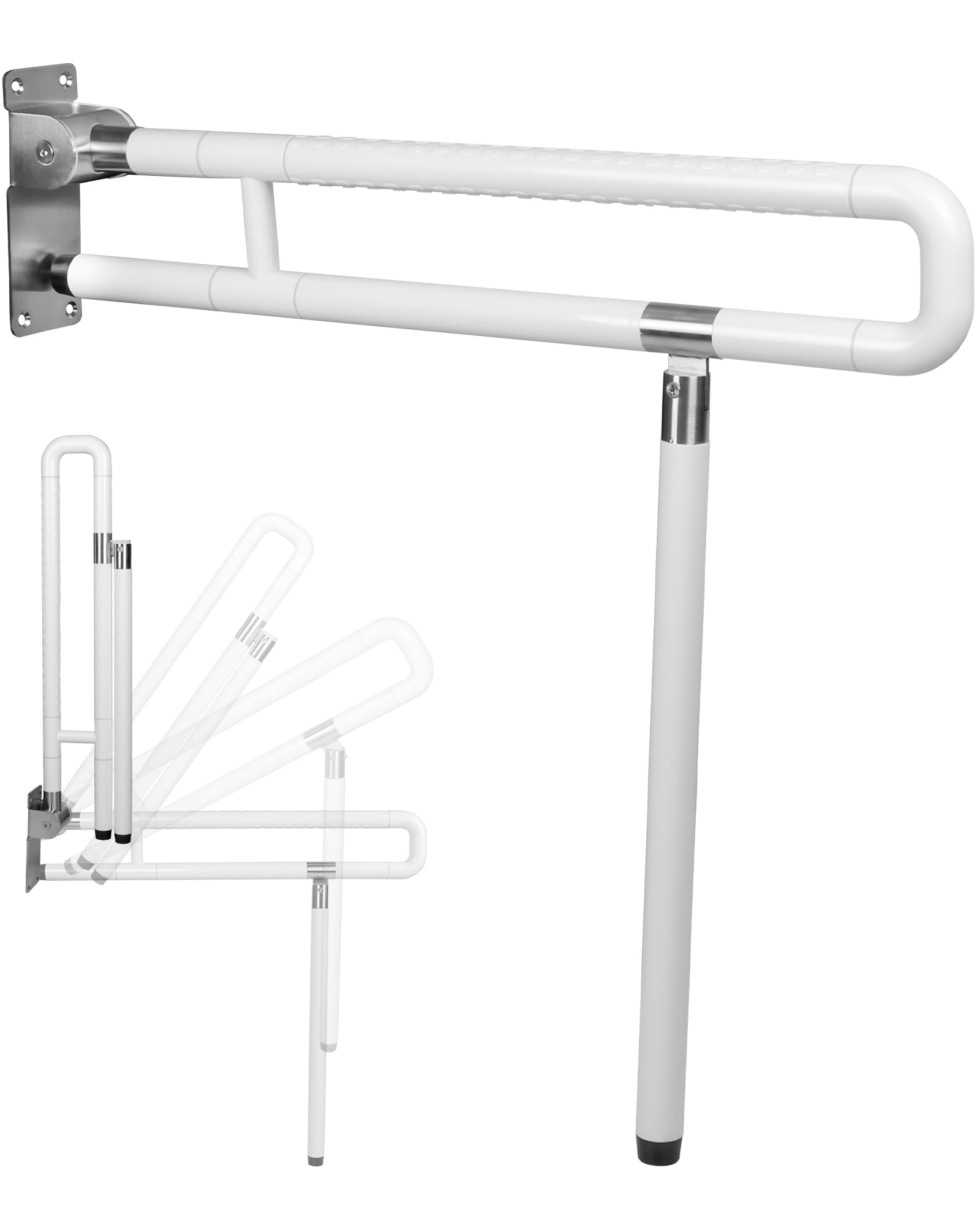 Stainless Steel Handicap Grab Bars - Foldable 29.5 Inch Toilet Bar with Anti-Slip Grip, Space-Saving Flip Design - Ideal for Elderly, Pregnant Women, and Disabled Individuals