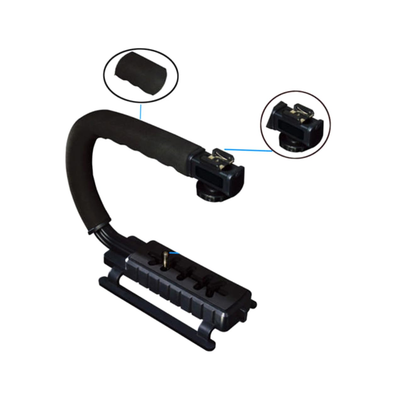 Stabilizzatore per Fotocamera Manuale a C e U, Plastica e Spugna Nero | Stabilizzatore della Fotocamera, Impugnatura Selfie, Riprese a Bassa Angolazione in Movimento, per Viaggi