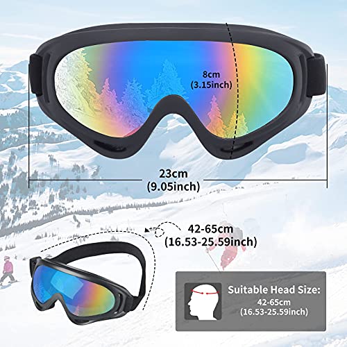 Oranzi 5 Pack Ski Goggles, Snowboard Snow Goggles For Men Women Kids Adult Youth, Uv Protection Anti-Fog Motorcycle Goggles #TOP1