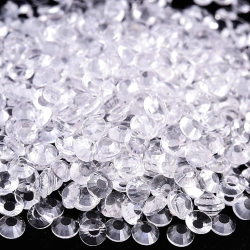 Image of 2880pcs Transparent White Glass Flatback Rhinestones for Nail Art Crafts, Multi-Size Round Crystal Gems for DIY Decoration 2-4.8mm SS6-20 Clear
