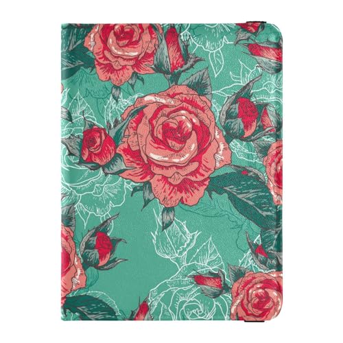 Custodia per passaporto per donne e uomini per da viaggio con blocco RFID con rose e fiori Fiore di rosa. Taglia unica Casual