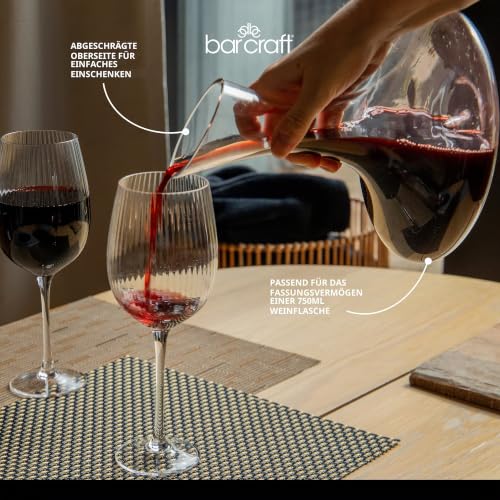 BarCraft Luxus Wein Dekanter Set in Geschenkbox, Glas, Transparent, 1,5 Liter, 12 x 17 x 22 cm – Ansicht 5